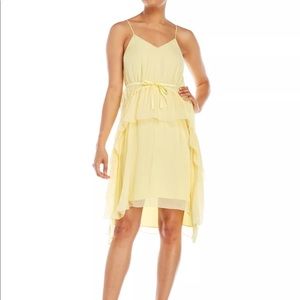 NWT Elizabeth & James yellow ruffle Cynthia silk tie dress